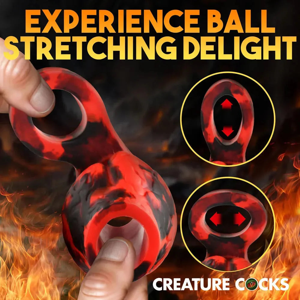 Creature Cocks Hell Hound - Red Canine Sleeve & Ball Stretcher, Adds Girth, UK Size 3.5 Inches