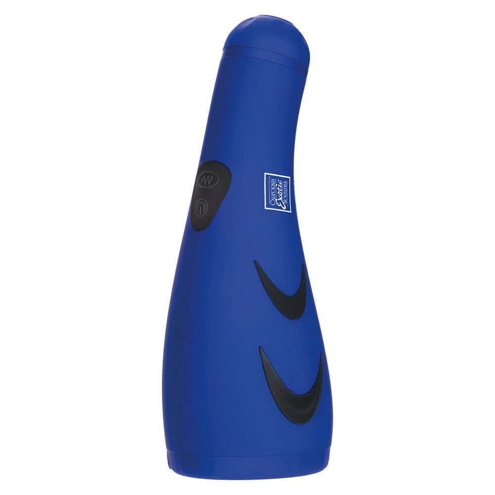 CalExotics Hydro Power Stroker - Blue - 12cm Waterproof Vibrating Stroker with Suction Base