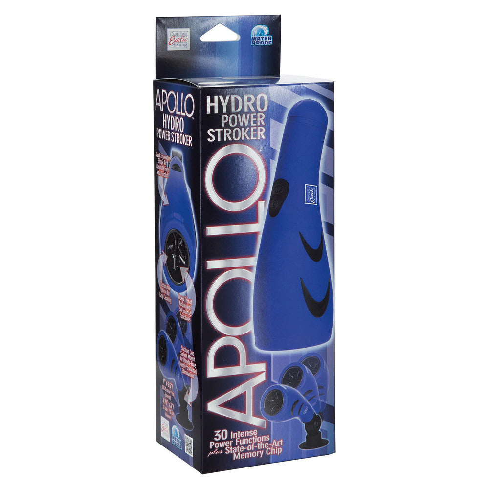 CalExotics Hydro Power Stroker - Blue - 12cm Waterproof Vibrating Stroker with Suction Base