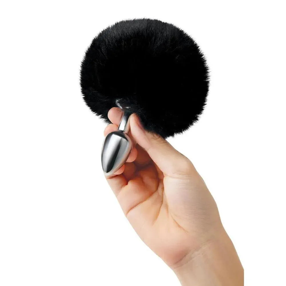 Furry Tales Black Bunny Tail Butt Plug - Rapture Works