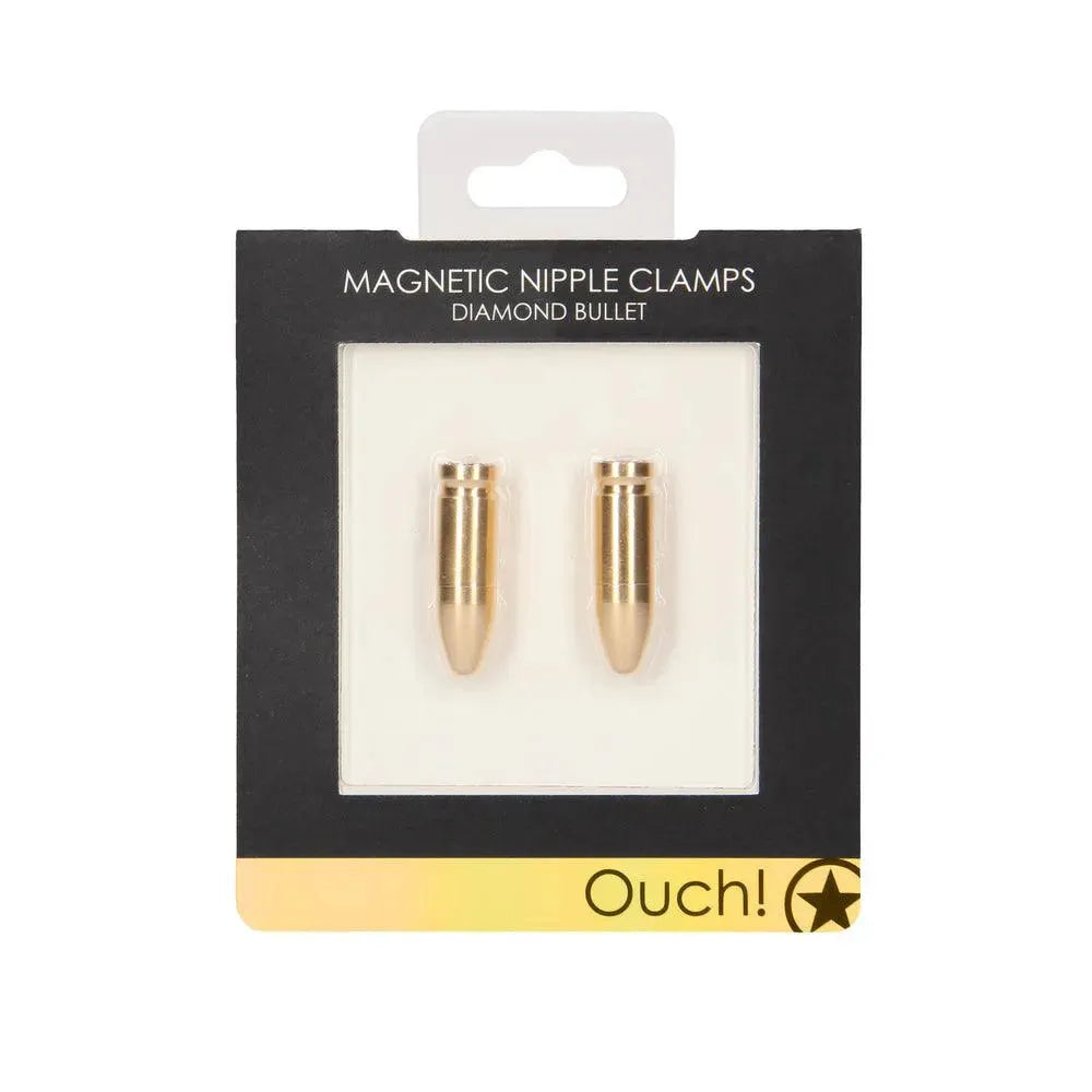 Ouch Magnetic Nipple Clamps Diamond Bullet Gold - Rapture Works