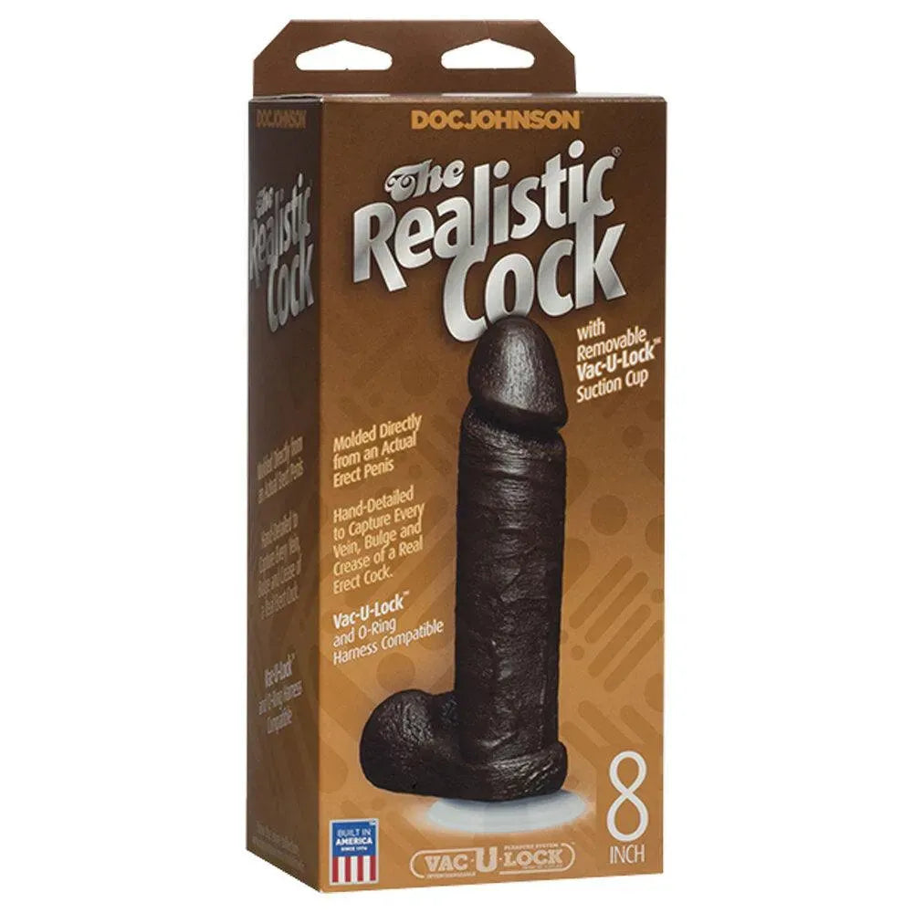 The Realistic Cock 8 Inch Dildo Black - Rapture Works