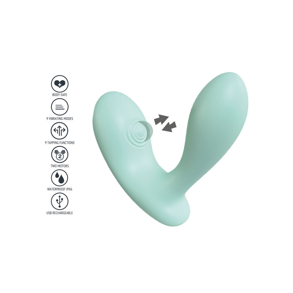 XOCOON DuoVibe II – Tapping &amp; G-Spot Stimulator with 9 Functions, USB Rechargeable, Waterproof, Green