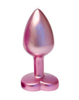 Small Gleaming Love Pink Pearl Butt Plug – Heart Gem, Smooth Aluminium for Beginners