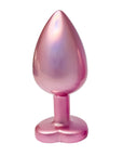 Large Gleaming Love Pink Pearl Butt Plug – Heart Gemstone & Smooth Aluminium