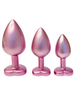 Gleaming Love Pearl Pink Butt Plug Set – Gemstone Accents, 3 Sizes