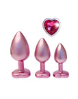 Gleaming Love Pearl Pink Butt Plug Set – Gemstone Accents, 3 Sizes