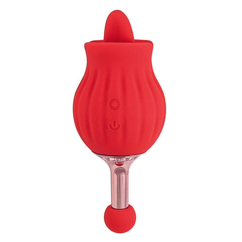ClitTastic Rose Bud Dual Massager Rechargeable - Red - Rapture Works