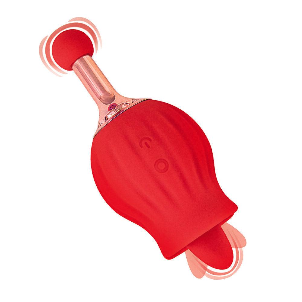 ClitTastic Rose Bud Dual Massager Rechargeable - Red - Rapture Works
