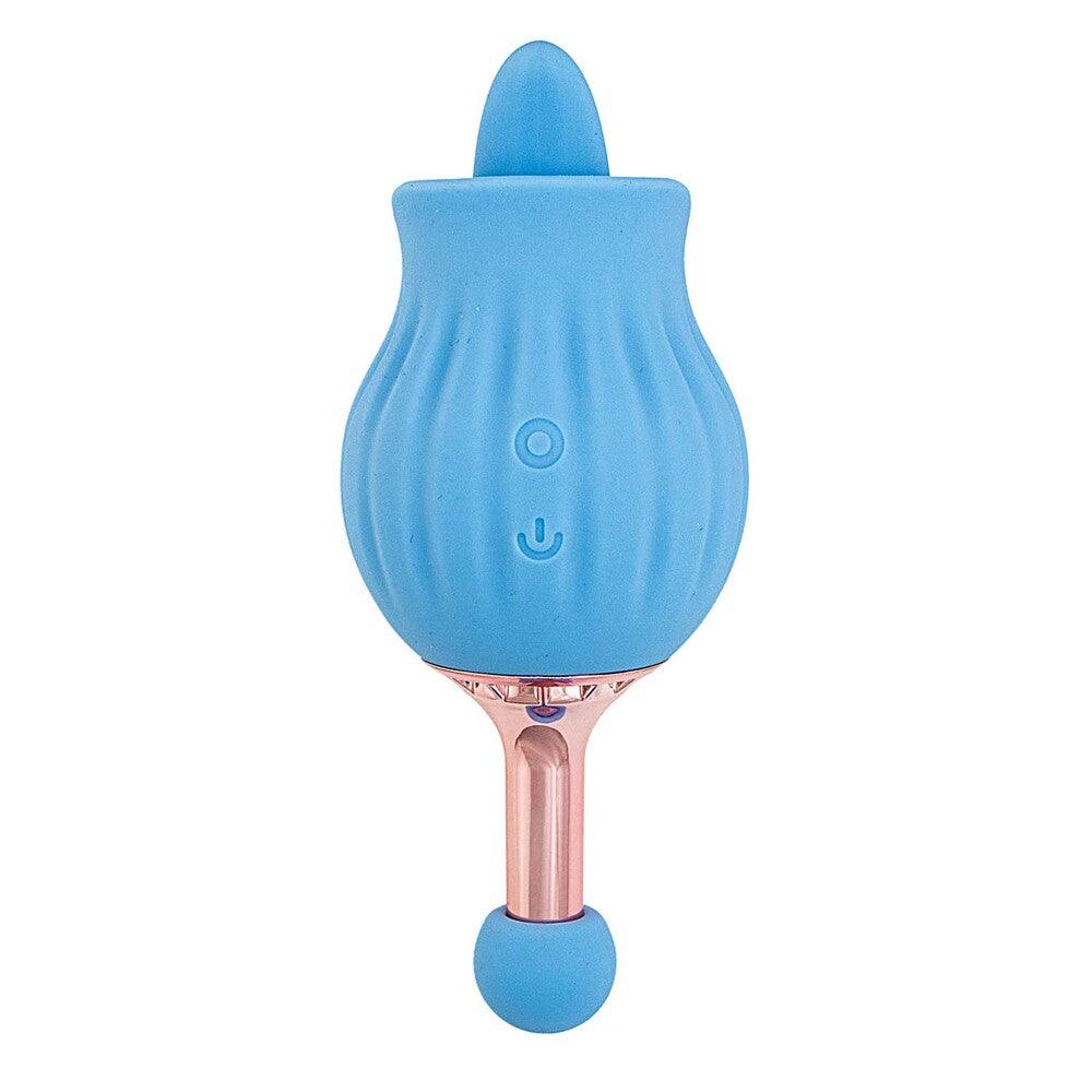 ClitTastic Rose Bud Dual Massager Rechargeable - Blue - Rapture Works