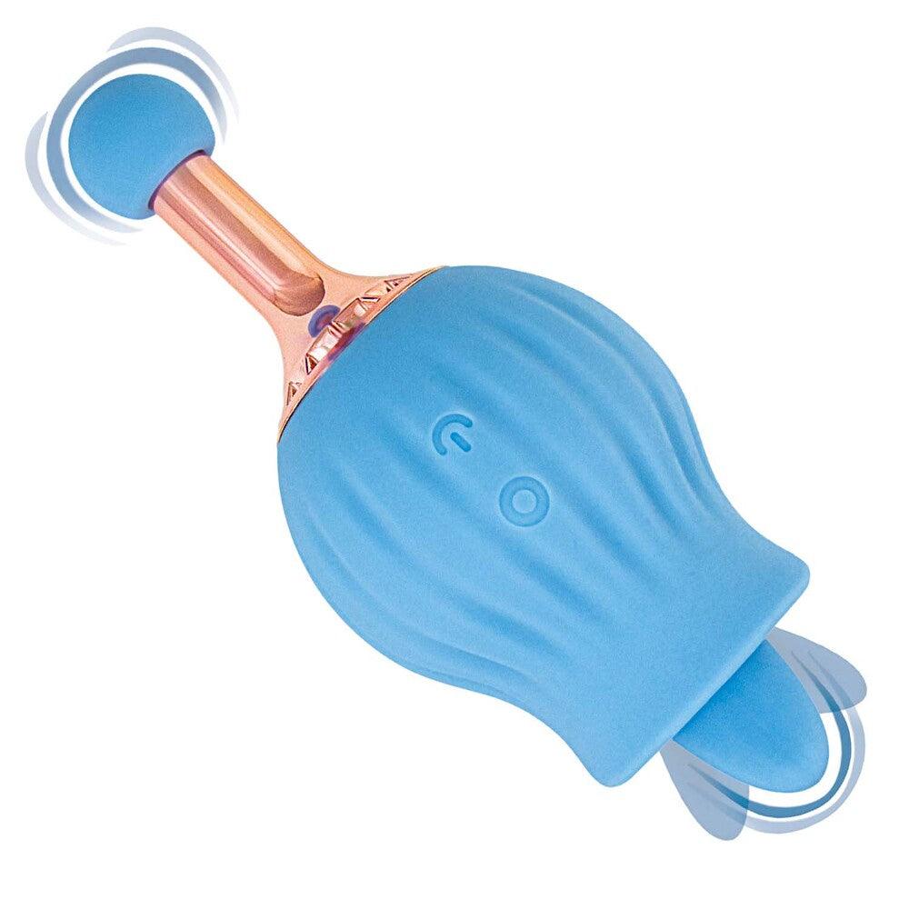 ClitTastic Rose Bud Dual Massager Rechargeable - Blue - Rapture Works