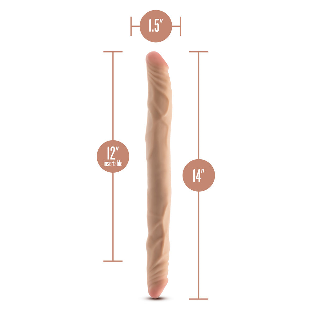 Dr Skin Posable Double Dong - 14 Inch Flesh Pink, Bendable Shaft, Realistic Feel, UK Size