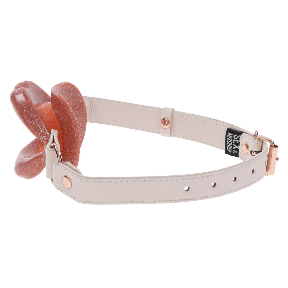 Peaches &#39;n CreaMe Lips Gag - Adjustable Faux Leather Strap &amp; Seductive Silicone Design