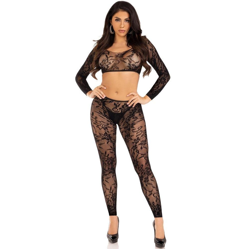 Leg Avenue Crop Top and Footless Tights UK 6 to 12 - Rapture Works