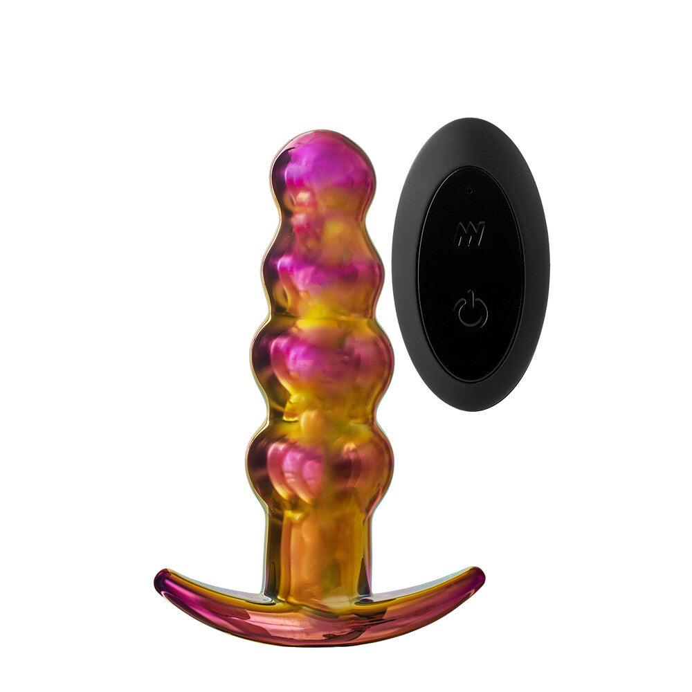 Glamour Glass Remote Control Beaded Butt Plug - Rapture Works