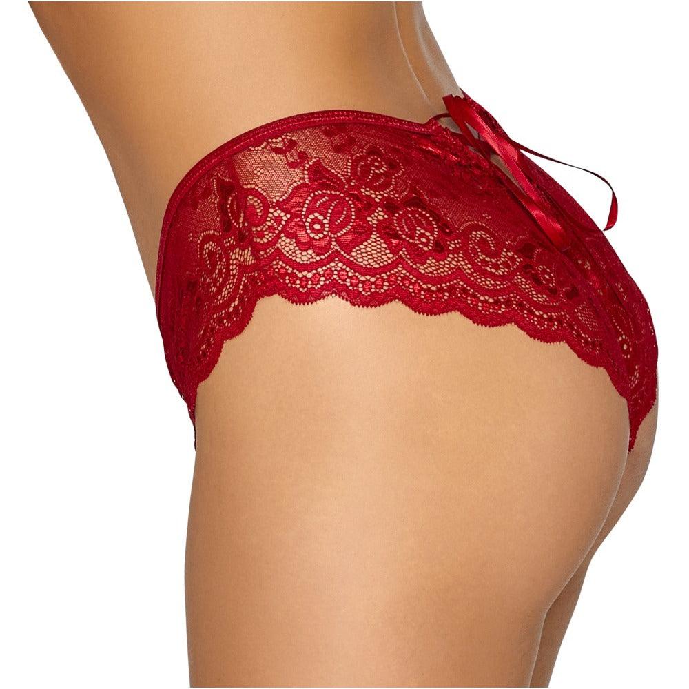 Cottelli Crotchless Panty Red - Rapture Works
