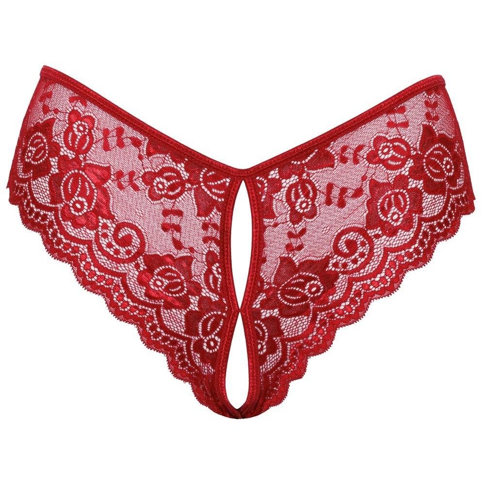 Cottelli Crotchless Panty Red - Rapture Works