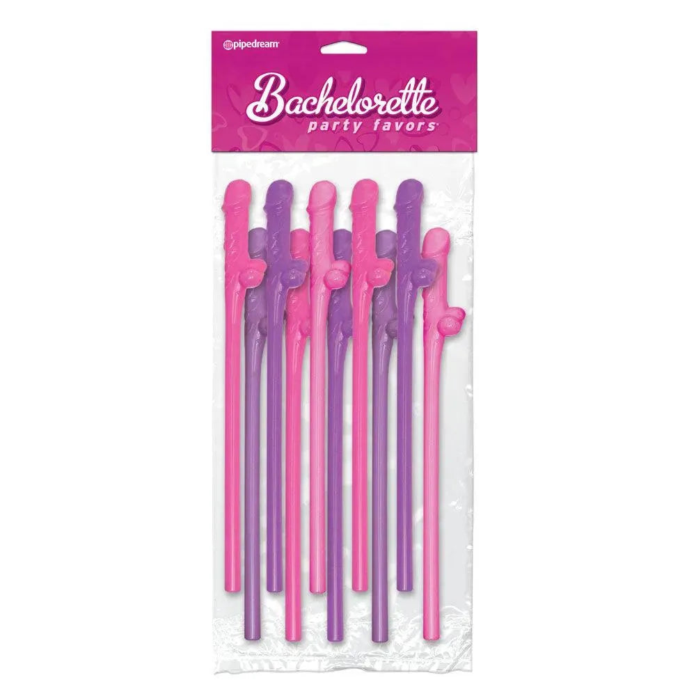 Bachelorette Party Favors 10 Pecker Straws Pink And Purple - Rapture Works