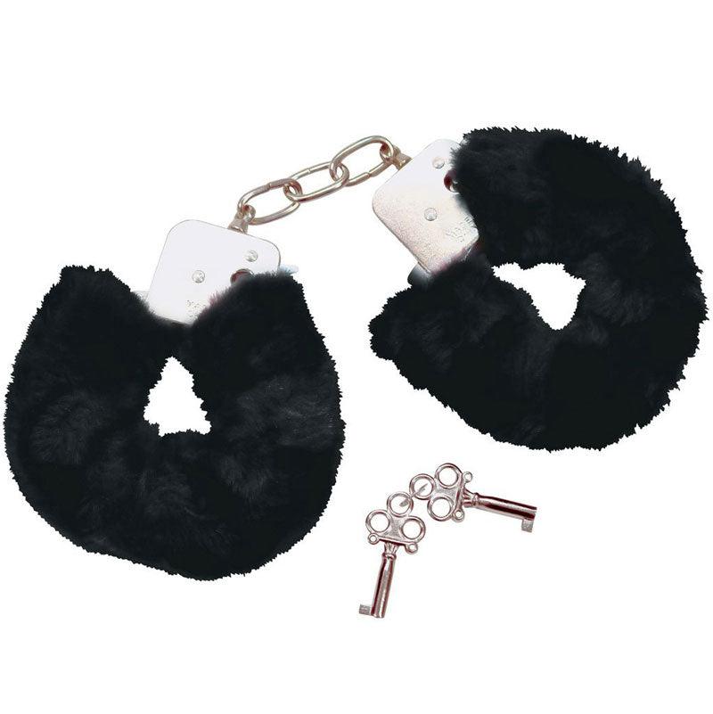 Bad Kitty Black Plush Handcuffs - Rapture Works