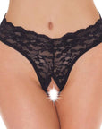 Black Lace Open Crotch G-String - Rapture Works