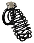 Black Metal Male Chastity Device With Padlock - Rapture Works