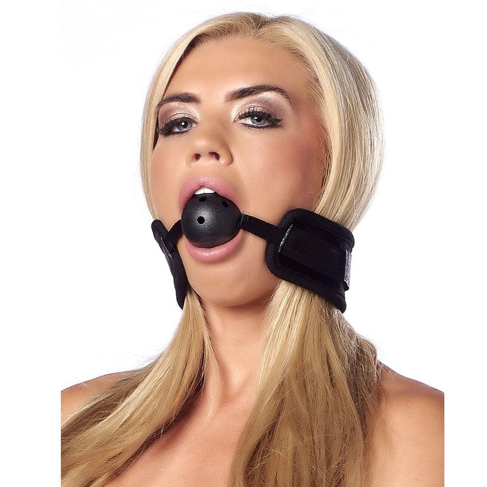 Black Padded Mouth Gag With Breathable Ball - Rapture Works