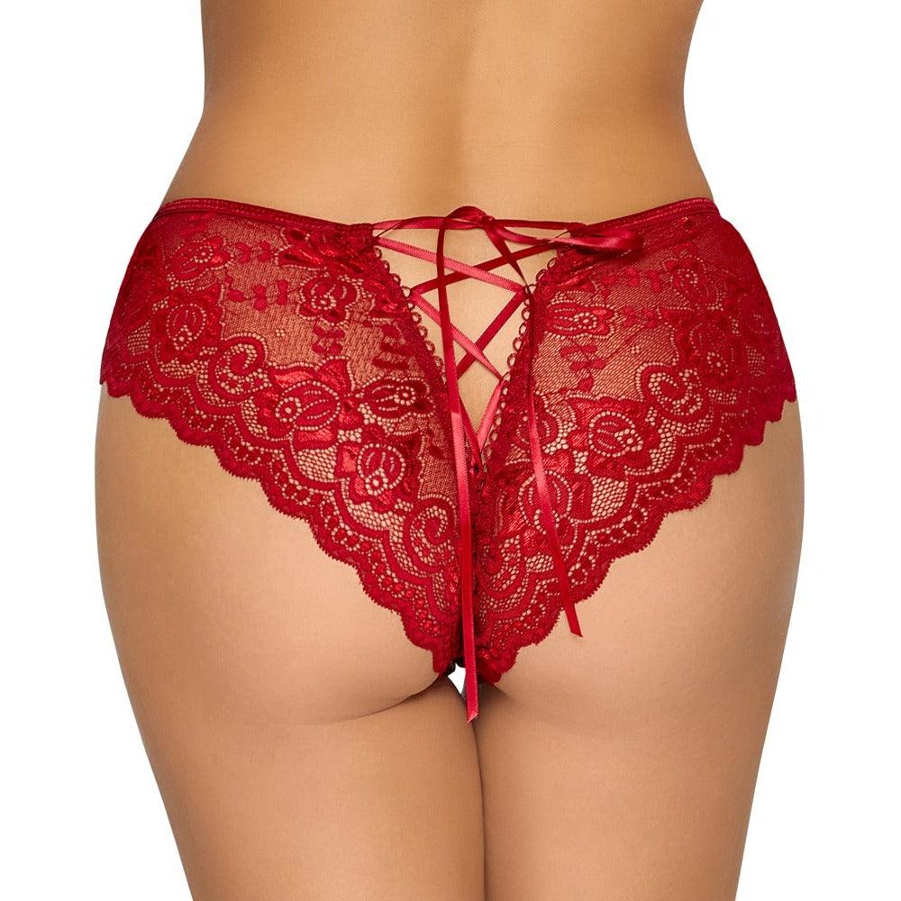 Cottelli Crotchless Panty Red - Rapture Works