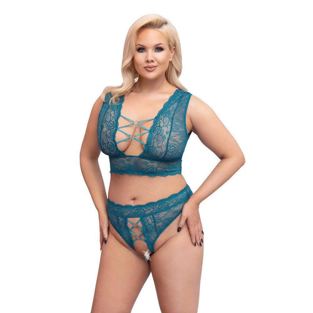 Cottelli Curves Bralette and Crotchless Thong Set - Rapture Works