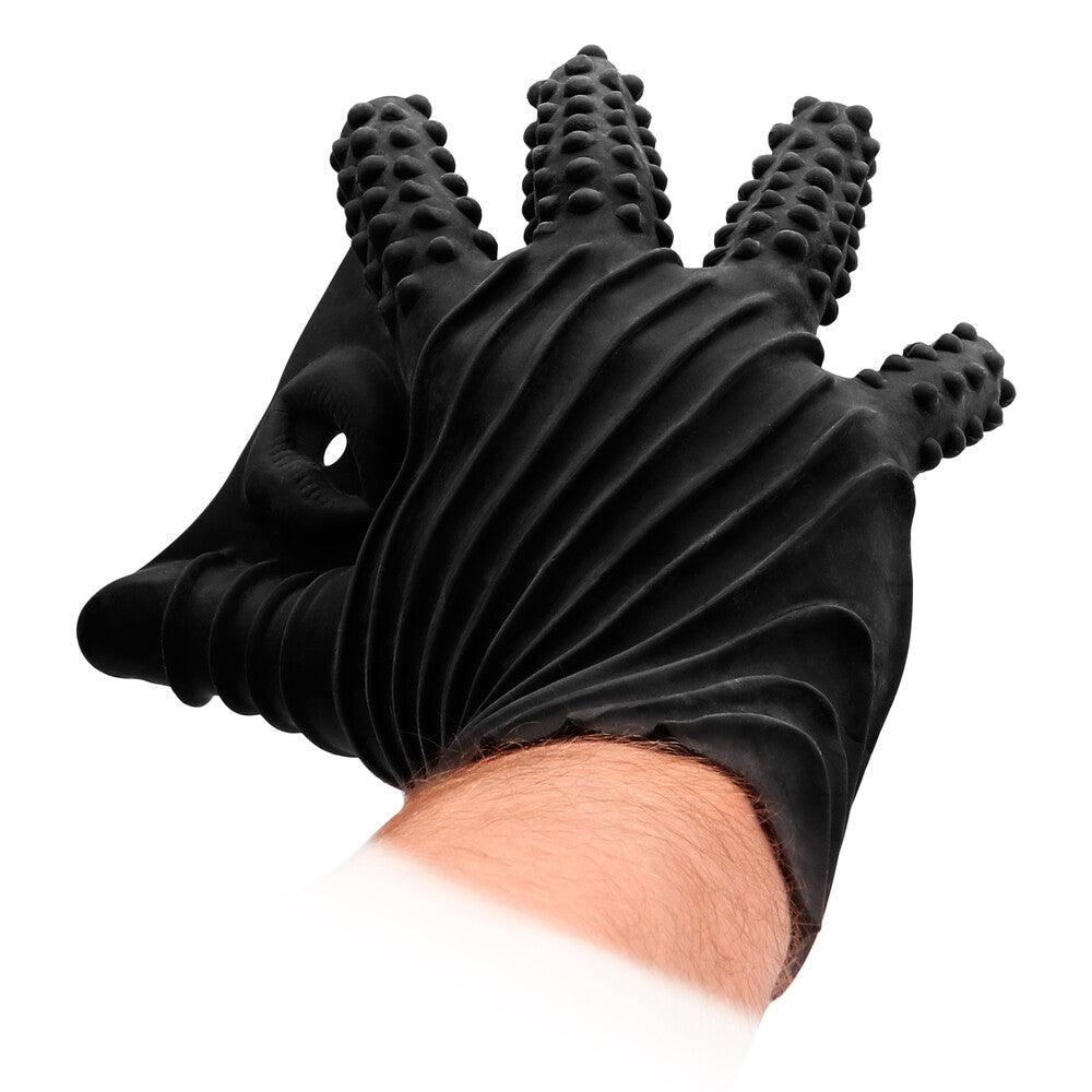 Fist It Black Textured Masturbation Glove - Rapture Works