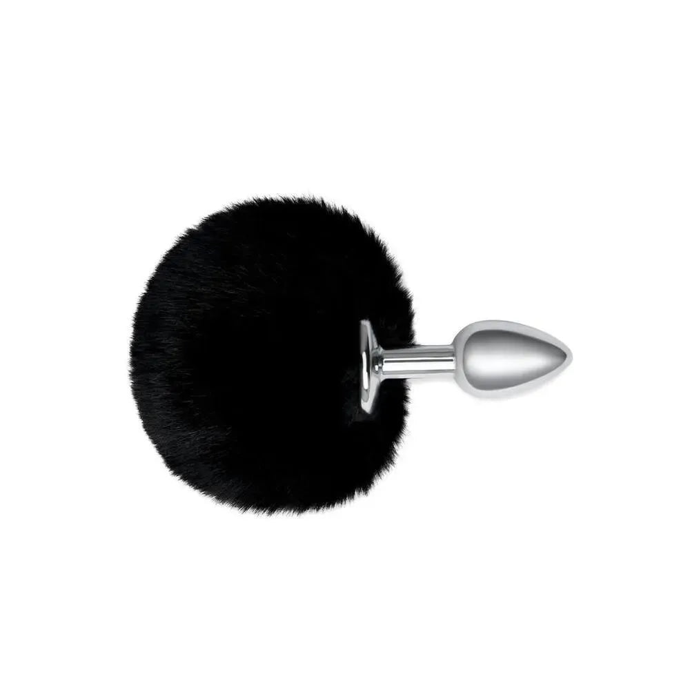 Furry Tales Black Bunny Tail Butt Plug - Rapture Works