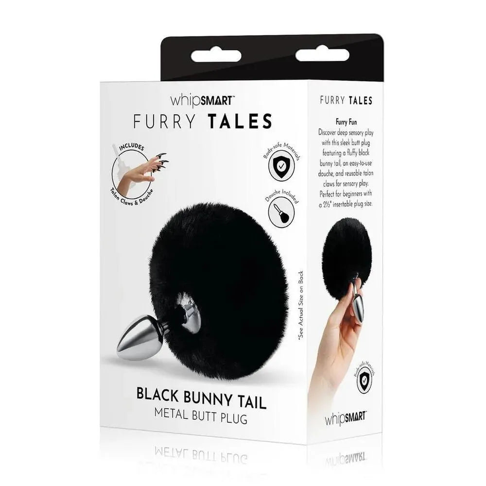 Furry Tales Black Bunny Tail Butt Plug - Rapture Works