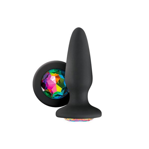 Glams Silicone Rainbow Gem Butt Plug Black - Rapture Works