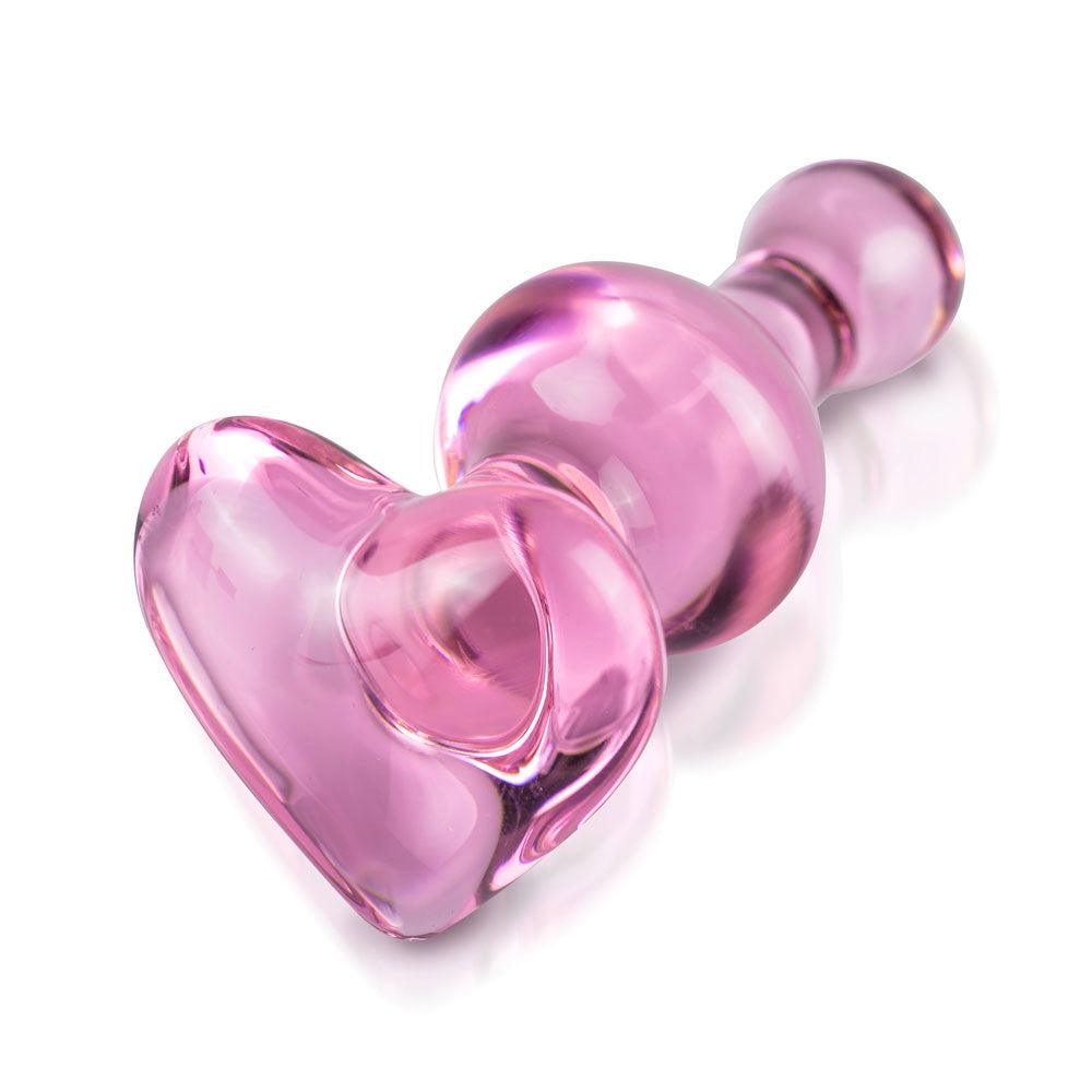 Icicles No.75 Pink Heart Glass Butt Plug - Rapture Works