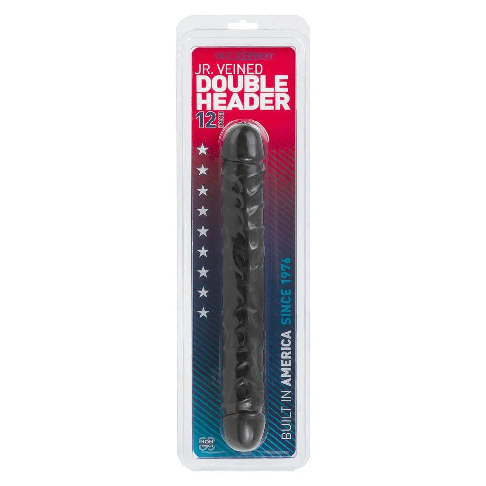 Jr Veined Double Header 12 Inch Bender Dong Black - Rapture Works