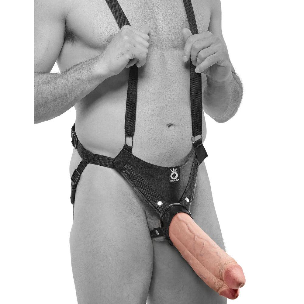 King Cock 11 Inch Flesh Two Cocks One Hole Hollow Strap-On - Rapture Works