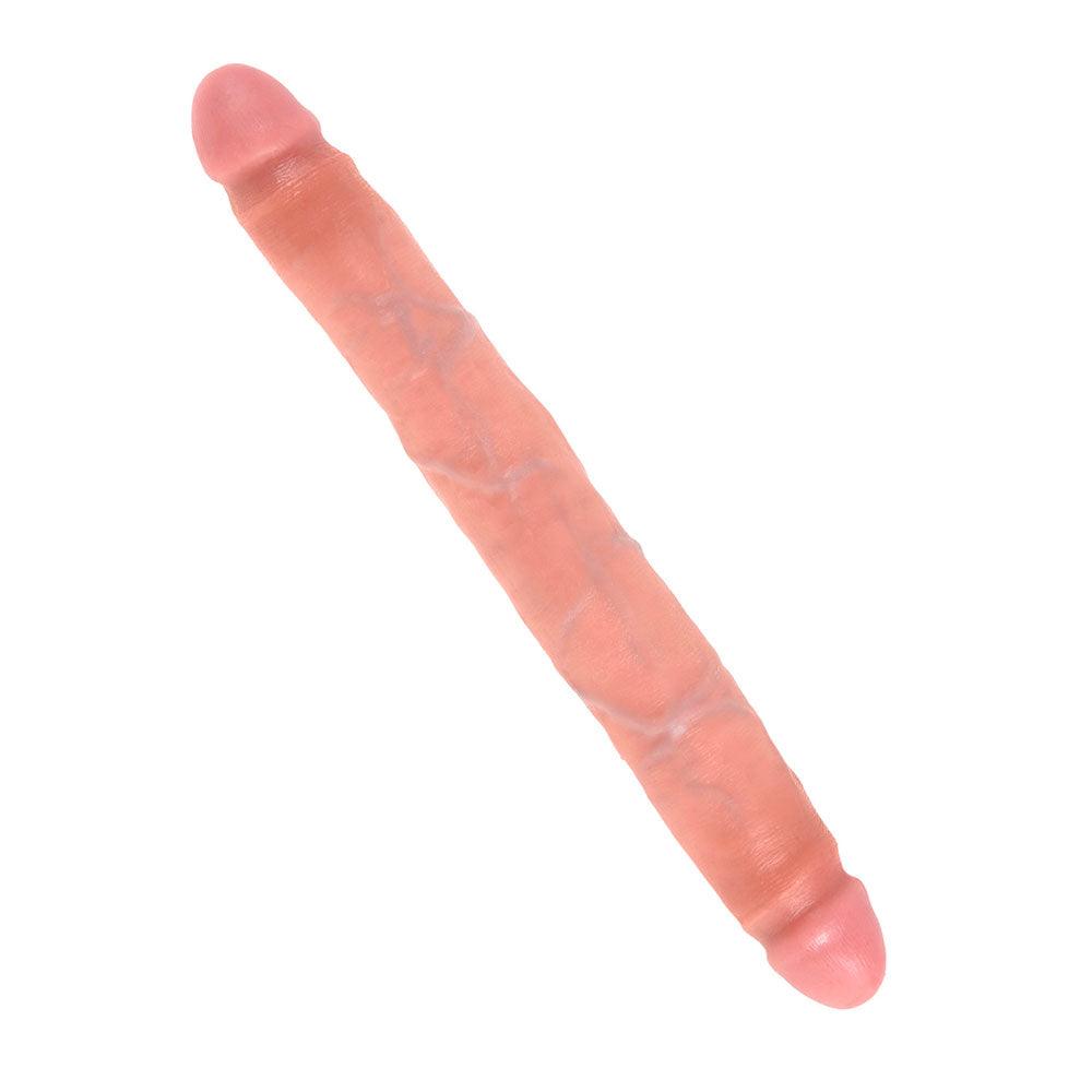 King Cock 12 Inch Slim Double Dildo Flesh - Rapture Works