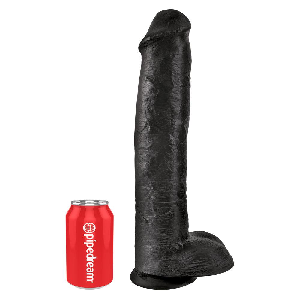 King Cock 15 Inch Cock with Balls Black - Rapture Works