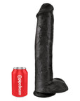 King Cock 15 Inch Cock with Balls Black - Rapture Works