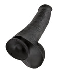 King Cock 15 Inch Cock with Balls Black - Rapture Works