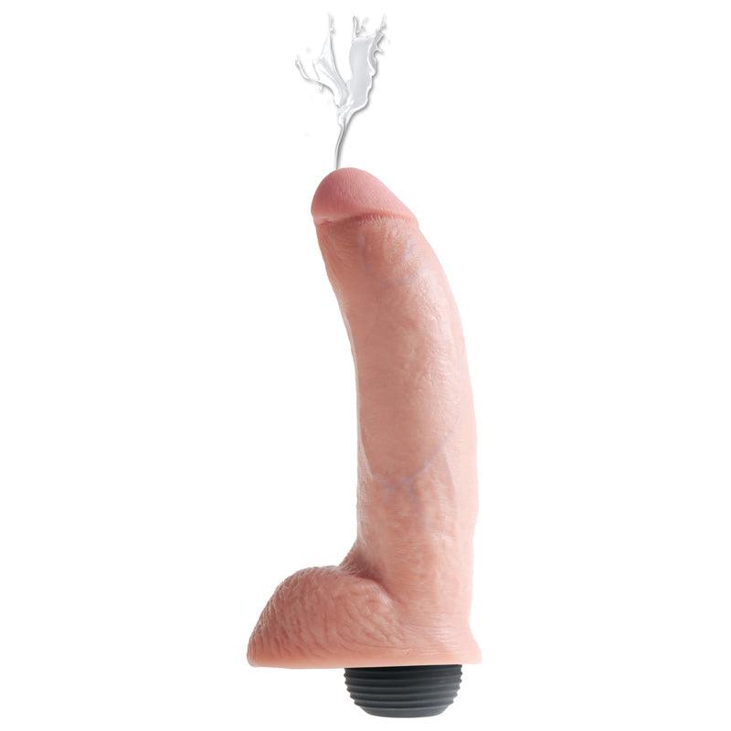 King Cock 9 Inch Squirting Dildo With Balls Flesh - Rapture Works