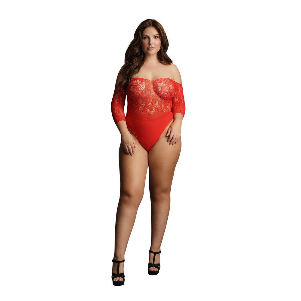 Le Desir Crotchless Rhinestone Teddy Red UK 14 to 20 - Rapture Works