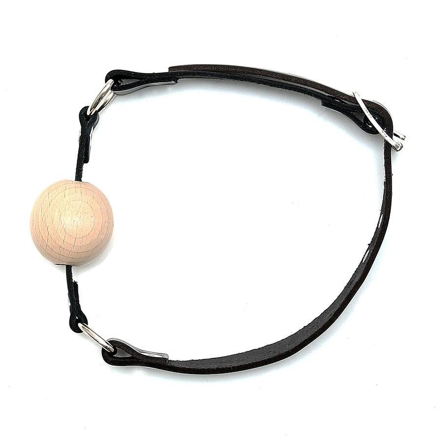 Leather Gag With Wooden Ball - Rapture Works