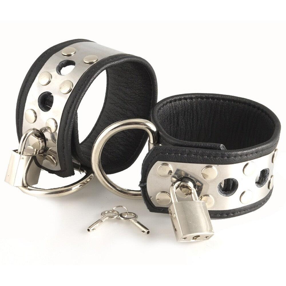 Leather Wrist Cuffs With Metal And Padlocks - Rapture Works