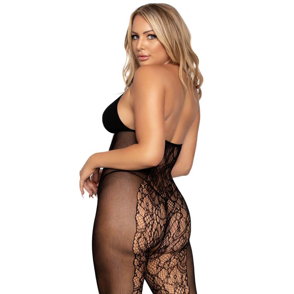 Leg Avenue Lace And Opaque Bodystocking UK 6 to 12 - Rapture Works