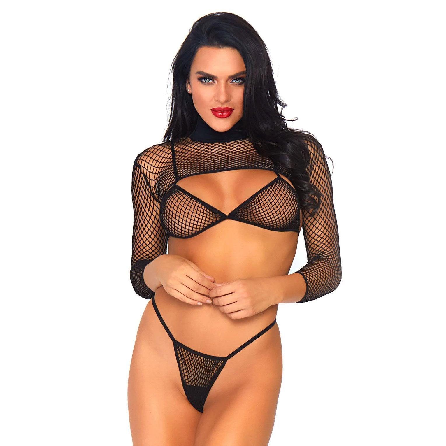 Leg Avenue Net Top, Thong And Bra UK 8 to 14 - Rapture Works