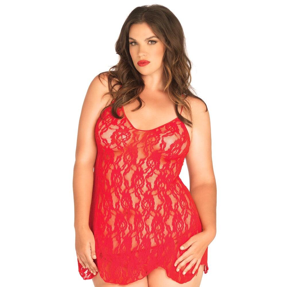 Leg Avenue Rose Lace Flair Chemise Red UK 14 to 18 - Rapture Works