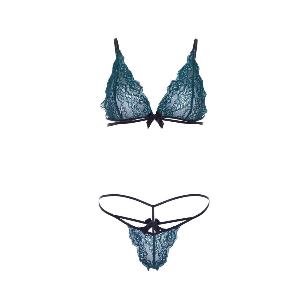 Leg Avenue Teal Lace Bralette And Matching String Panty - Rapture Works