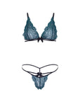 Leg Avenue Teal Lace Bralette And Matching String Panty - Rapture Works