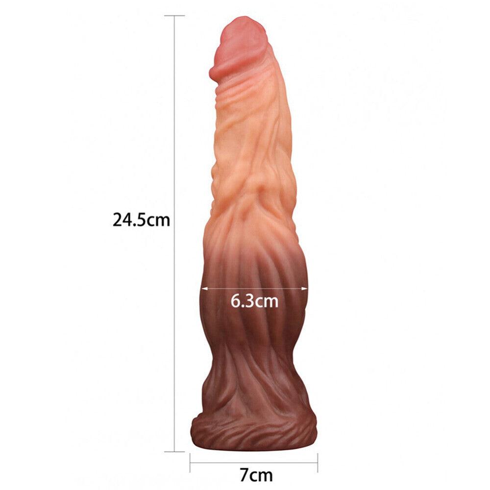 Lovetoy 9.5 Inch Dual Layered Silicone Cock Flesh Brown - Rapture Works