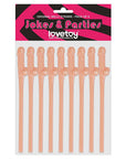 Lovetoy Pack Of 9 Willy Straws Flesh Pink - Rapture Works